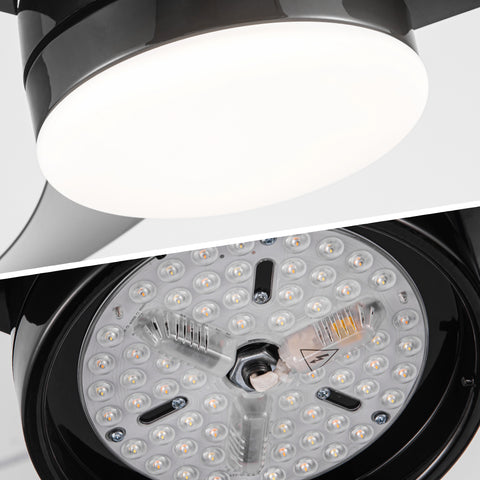 Misty Valley 42in. Matte Black Modern Ceiling Fan with Integrated LED Light, Remote Control