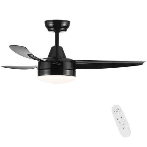 Misty Valley 42in. Matte Black Modern Ceiling Fan with Integrated LED Light, Remote Control