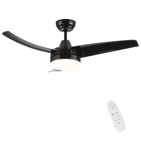 Misty Valley 42in. Matte Black Modern Ceiling Fan with Integrated LED Light, Remote Control