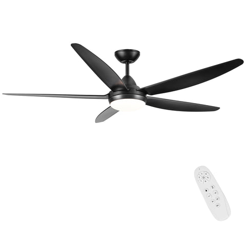 Misty Valley 56in. Integrated LED Indoor  Modern Black Ceiling Fan with Light,  5 ABS Blade