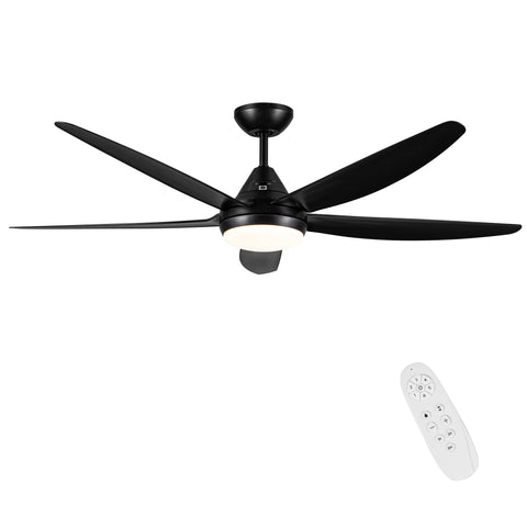 Misty Valley 56in. Integrated LED Indoor  Modern Black Ceiling Fan with Light,  5 ABS Blade