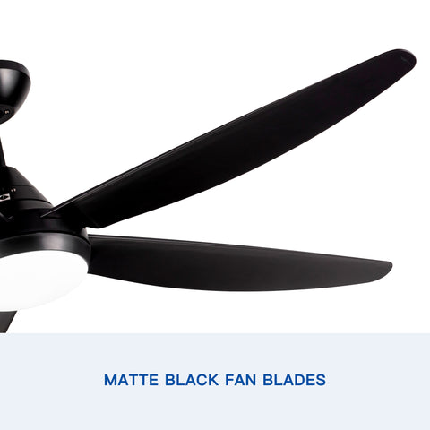 Misty Valley 56in. Integrated LED Indoor  Modern Black Ceiling Fan with Light,  5 ABS Blade