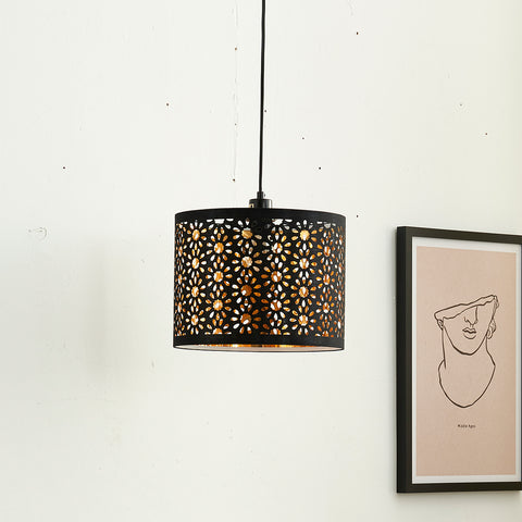 Misty Valley Plug-in Black Chandelier With Sunflower Shade Pendant Light for Bedroom(set of 2)