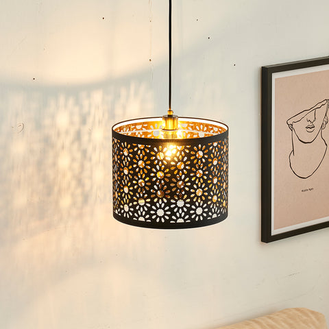 Misty Valley Plug-in Black Chandelier With Sunflower Shade Pendant Light for Bedroom(set of 2)