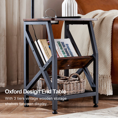 Misty Valley Side Table End Table with Floor Lamp for Living Room, Bedroom
