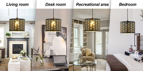 Misty Valley Plug-in Black Chandelier With Sunflower Shade Pendant Light for Bedroom(set of 2)