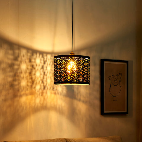 Misty Valley Plug-in Black Chandelier With Sunflower Shade Pendant Light for Bedroom(set of 2)