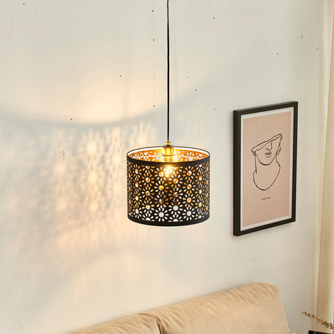 Misty Valley Plug-in Black Chandelier With Sunflower Shade Pendant Light for Bedroom(set of 2)