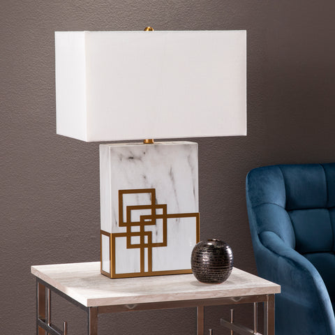 Misty Valley Loyden White Faux Marble Modern Table Lamp